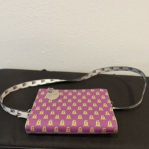 Steve Madden Crossbody Wallet Purse Silver Chain Accent Purple Green Multi Color